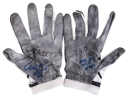 2011 David Diehl Game used and Signed/Inscribed Gloves (JSA)